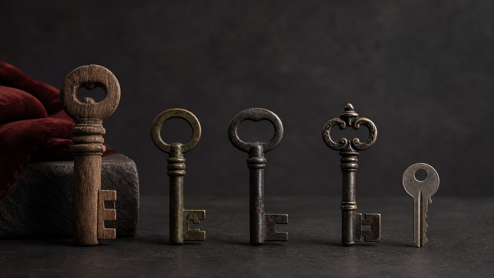Ahşap, bronz, demir ve modern metal anahtarların tarihsel sıralaması